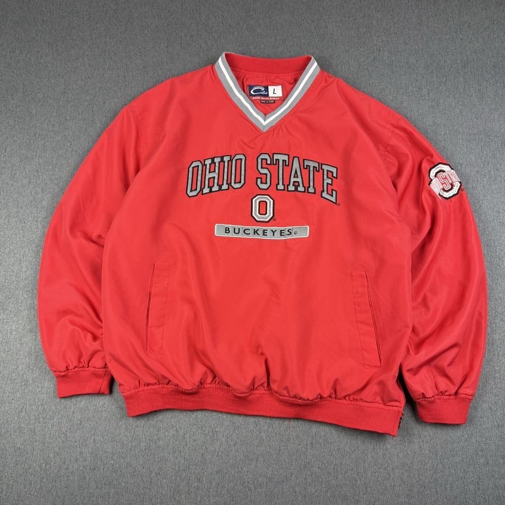 VINTAGE Ohio State Buckeyes Jacket Mens Large Red Cadre Windbreaker Pullover 90s